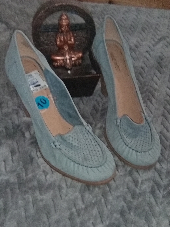 Nine West Vintage America Shoes - Nine West.. Worn Once Women's Suede Loafer Heels in Light Blue